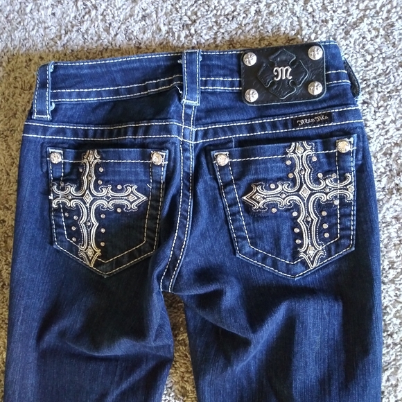 Miss Me Dark Blue jeans size 24 bling cross - Picture 4 of 8